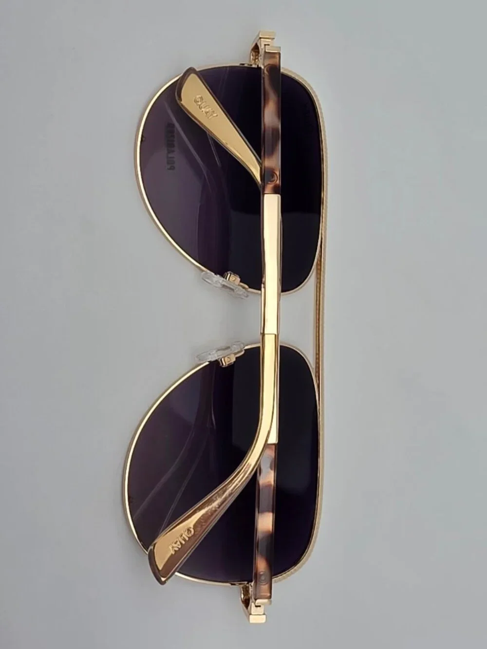 Quay Australia High Key Luxe Gold Frame Polarized Purple Lens Aviator Sunglasses
